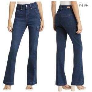 PAIGE Gracie Lou Cargo Flared Stretch Denim Jeans Size 31